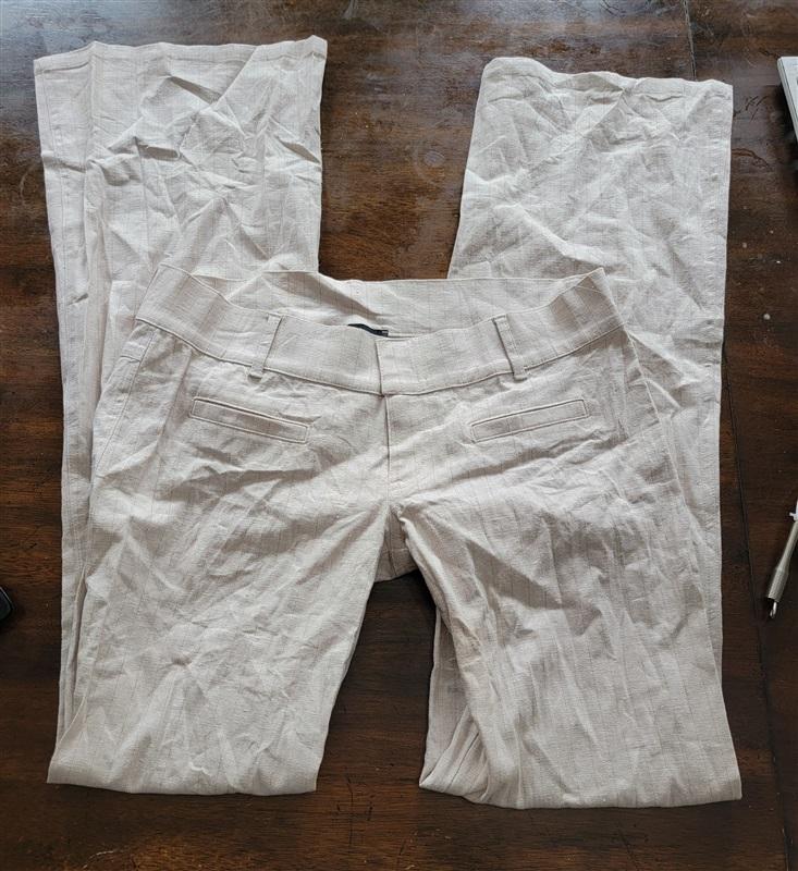NWOT Sky 8 Pinstripe Trousers Pants Tan & Gold 121590