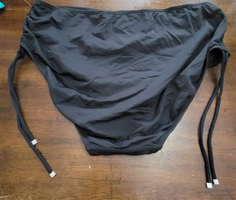 NWT Michael Kors Shirred Side Tie Logo Swim Bottoms Black 121602