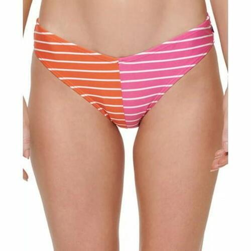 NWT Tommy Hilfiger L V Cut Pink Orange Stripe Bikini Bottom 121603