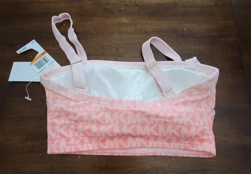 NWT Michael Kors S Square-Neck Logo Cropped Bikini Top & Bottom 121605