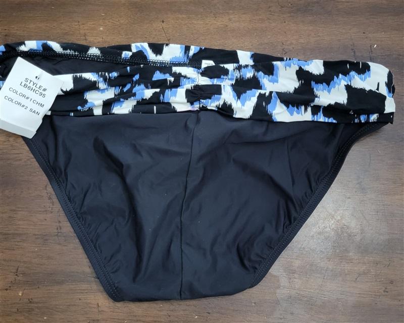 NWT La Blanca Shadow 6 Blue Black Banded Bikini Swim Bottom 121626