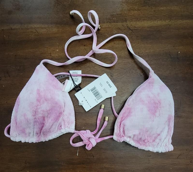NWT Vitamin A Gia-Elle Pink White Tie Dye String Bikini 121635