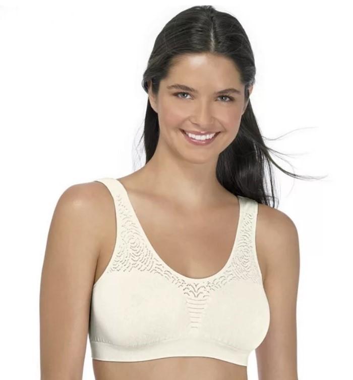 NWT Bali S Comfort Revolution Seamless Microfiber Crop Top Bra 103J IVORY 121652