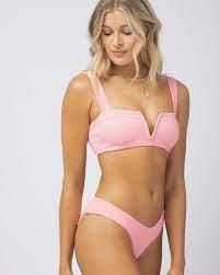 NWOT L*Space Anthropologie D Lee Lee Ribbed Pink CRP Bikini Swim Top 121667