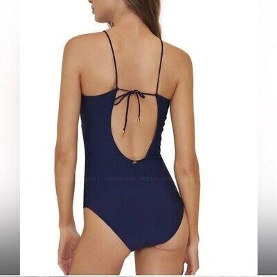 NWT Pilyq M Nat Keyhole Braided 1PC Swimsuit Navy Blue 121676