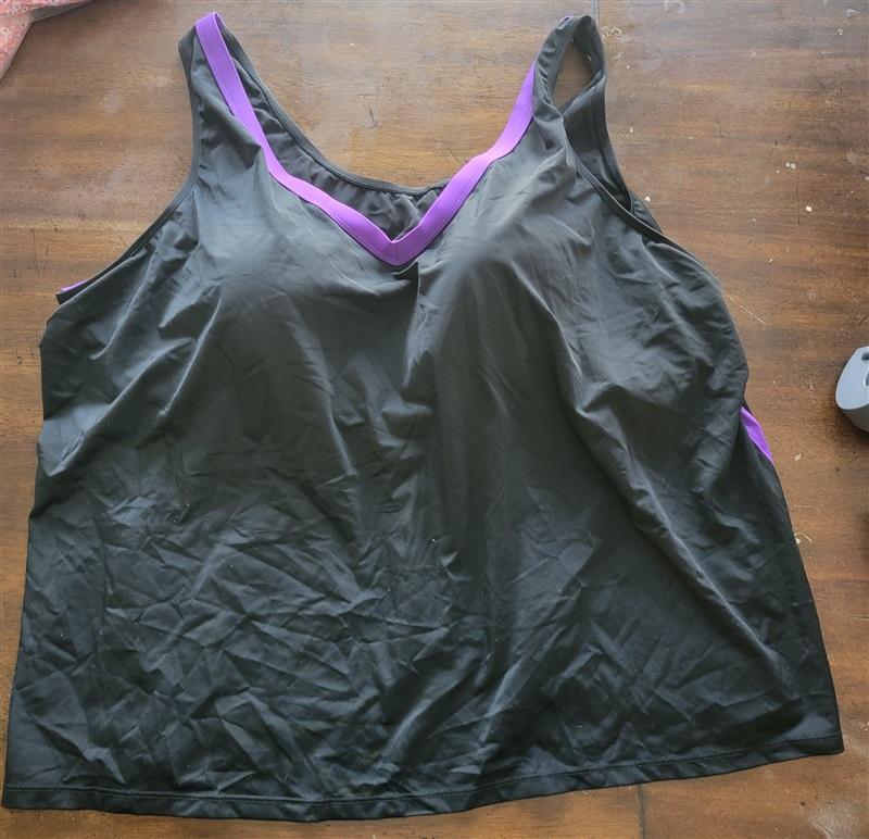 NWT Swim 365 32 Plus Size Black Purple Tankini Swim Top 121686