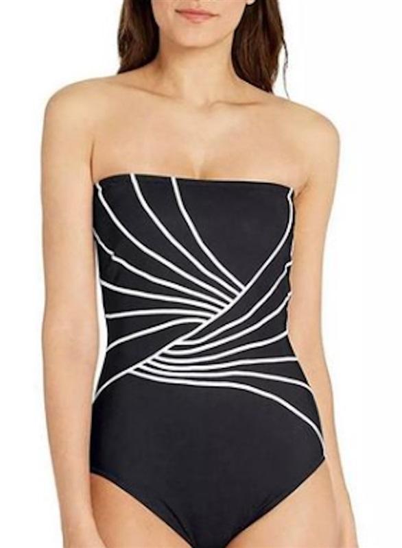 NWT Gottex Essentials 10 Square Neck Black 1PC Swimsuit 121697