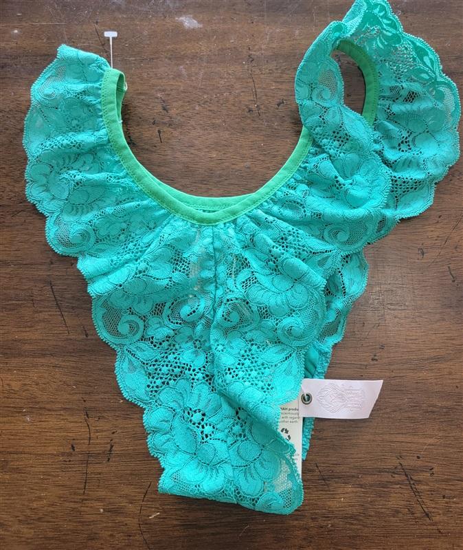 NWT Free People S WE ARE HAH Hot As Hell Green Lace Thong 121698