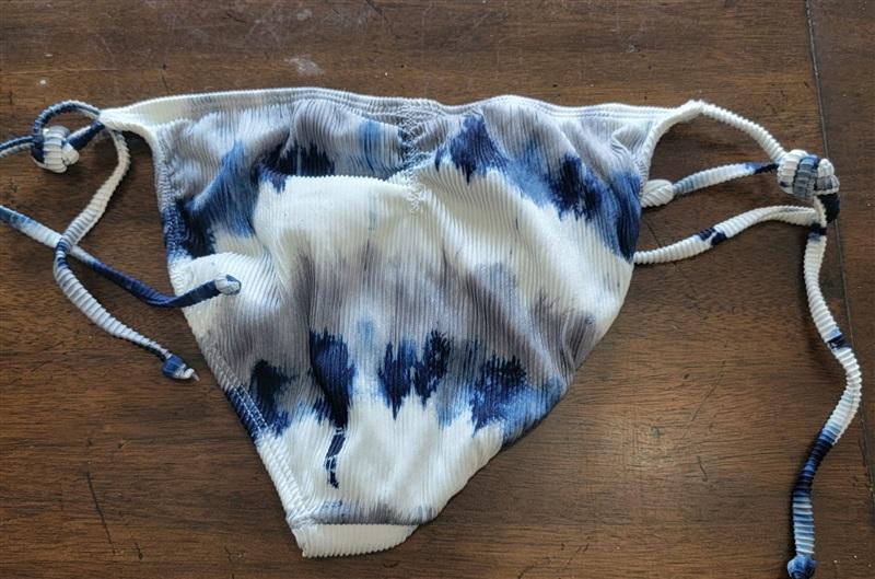 NWOT PQ Pilyq S Spell Blue White Side Tie Dye Teeny Bikini Swim Bottom 121713