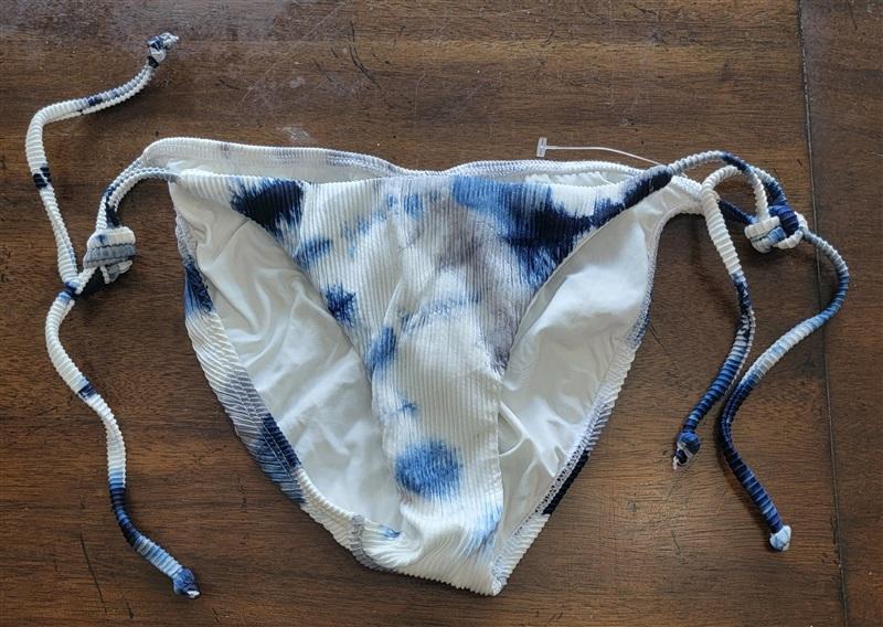 NWOT PQ Pilyq S Spell Blue White Side Tie Dye Teeny Bikini Swim Bottom 121713