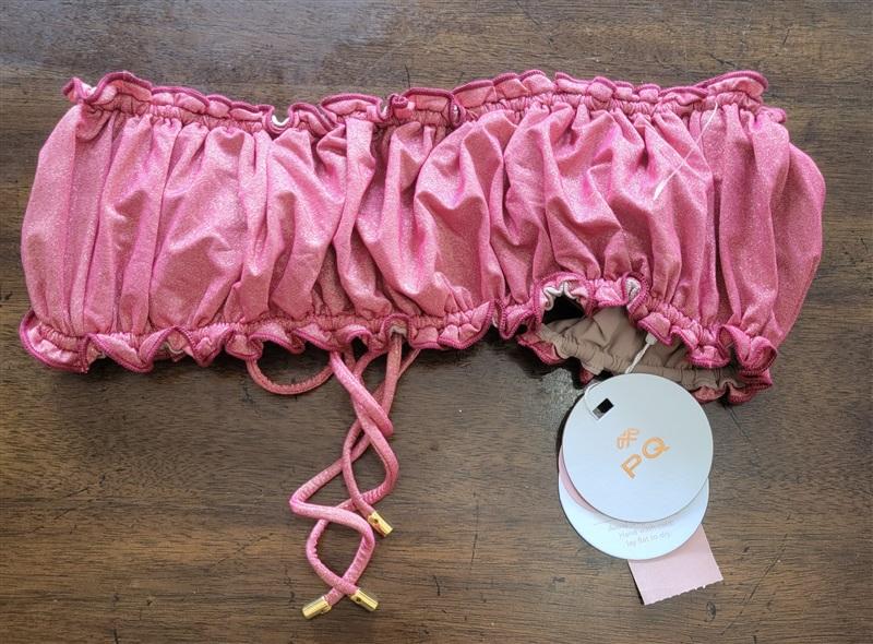 NWT Pilyq Amanda Stanton M Red Remi Ruched Bandeau Bikini Swim Top 121714