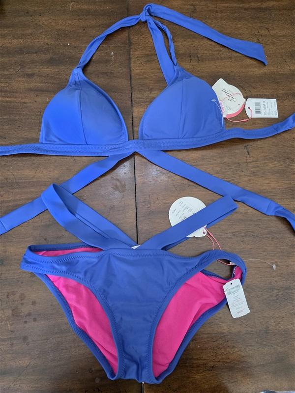 NWT Soma M Gottex Castaway Halter Top & Hipster Bottom Bikini Swim Blue 121722