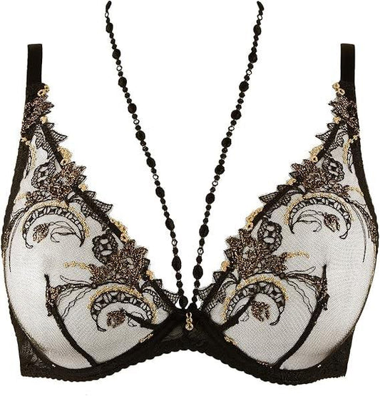 NWT Aubade 34 Amour Precieux Underwired Triangle Bra UDF12 Diamant Noir 121724