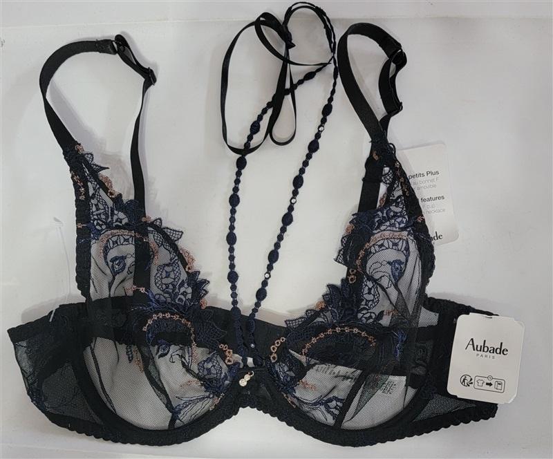 NWT Aubade 34 Amour Precieux Underwired Triangle Bra UDF12 Diamant Noir 121724