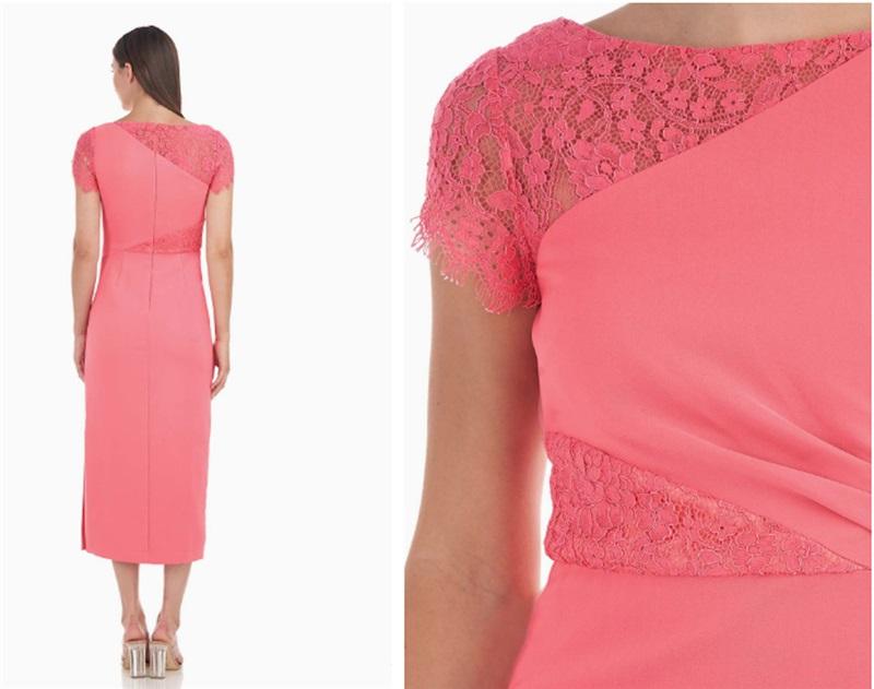 NWT JS Collection 6 Lissett Tea Length Dress Camellia Pink 121744