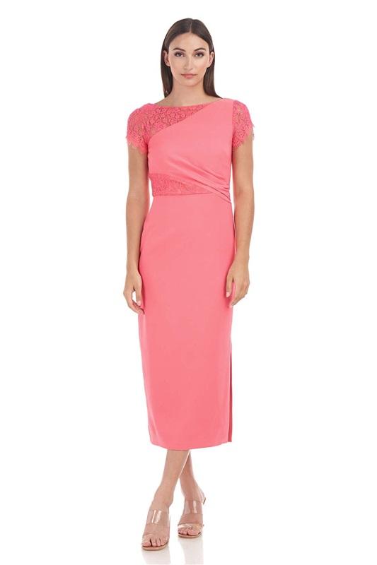 NWT JS Collection 6 Lissett Tea Length Dress Camellia Pink 121744