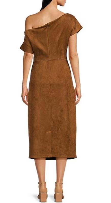 NWT Gibson Latimer Faux Suede Asymmetric Off-the-Shoulder Suede Dress 121745