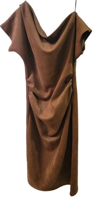 NWT Gibson Latimer Faux Suede Asymmetric Off-the-Shoulder Suede Dress 121745