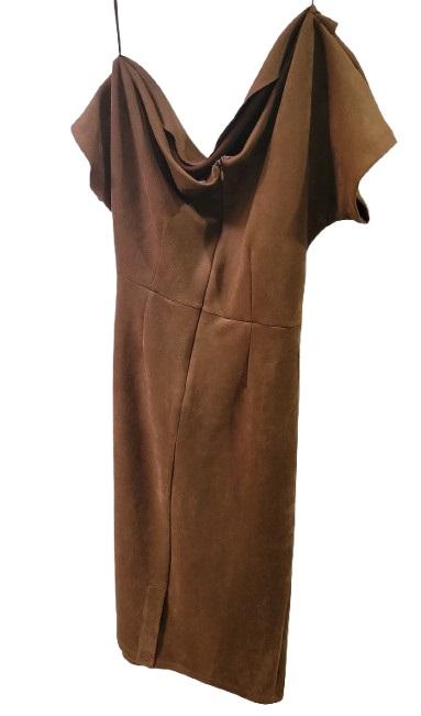 NWT Gibson Latimer Faux Suede Asymmetric Off-the-Shoulder Suede Dress 121745