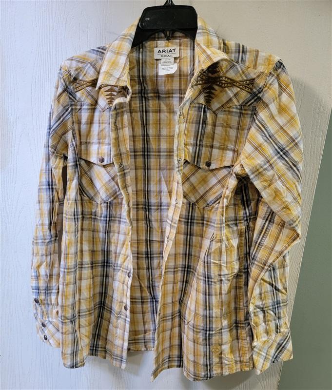 NWOT Ariat M Real Summer Days Snap LS Gold Ray Shirt 121765
