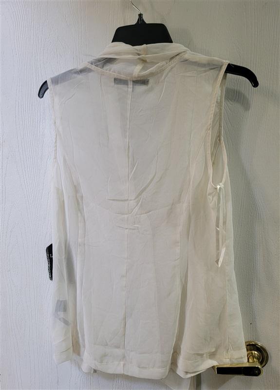 NWT Love Stitch M V Neck Sheer Ivory Portrait Collar Top 121766