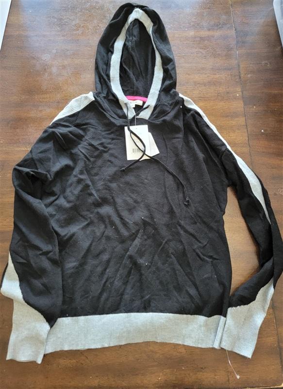 NWT Olive & Vine S Sweater Hoodie Black Gray Color Block 121767