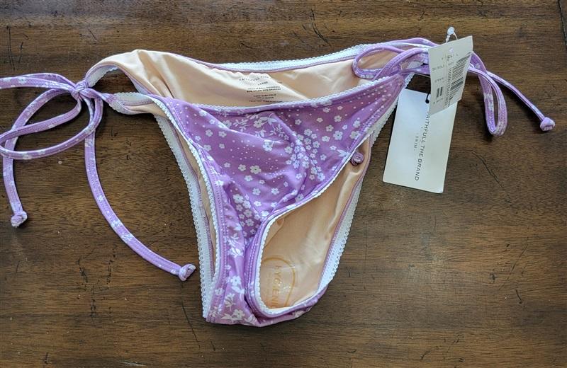 NWT Faithfull The Brand 8 USA Stevie Tie Side Bikini Bottom Purple 121772