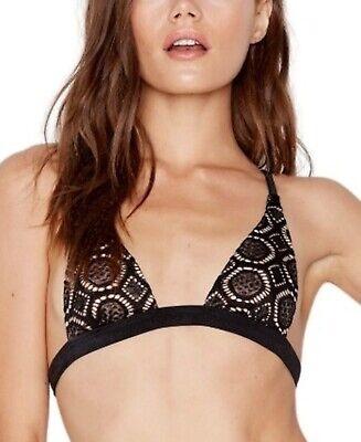 NWT Ris-k S Yacht Bella Sky Black Lace Triangle Bikini Swim Top 121773