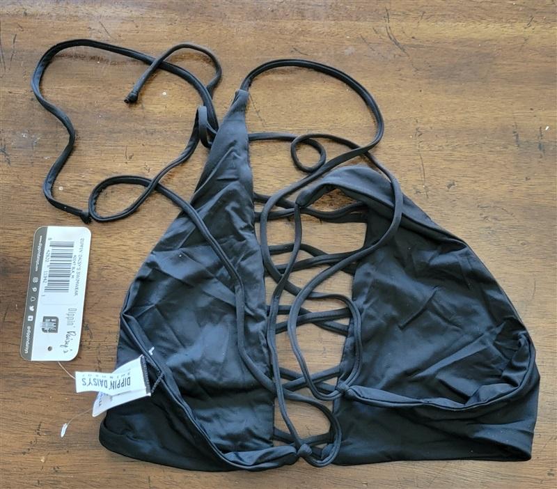 NWT Anthropologie Dippin' Daisy's M Topanga Bikini Top Black 121779