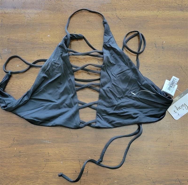 NWT Anthropologie Dippin' Daisy's M Topanga Bikini Top Black 121779