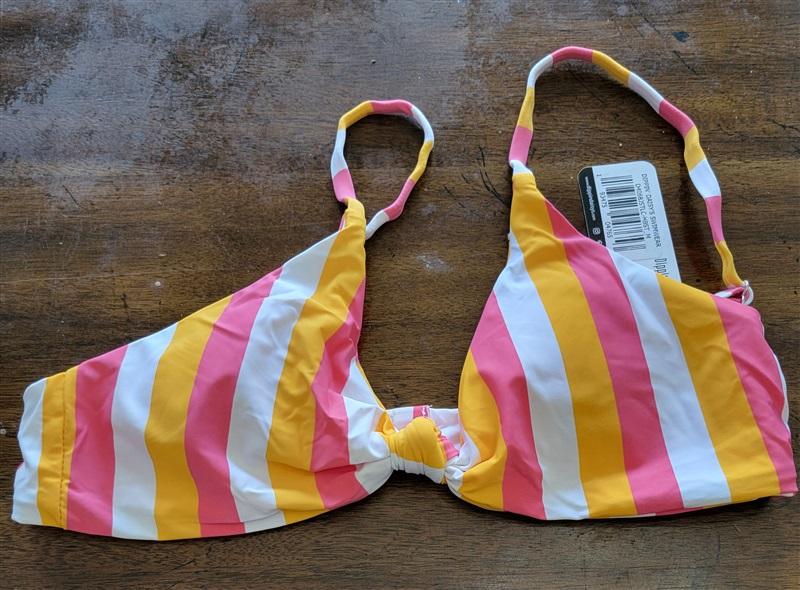 NWT Dippin' Daisy's S Stripe Pink Yellow Countess Knotted Bikini Top 121780