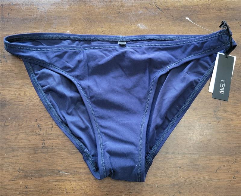 NWT EBW M Solid Navy Blue Bikini Swim Bottom 121782