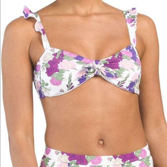 NWT Dippin' Daisy's L English Garden Countess Knotted Ruffle Bikini Top 121792