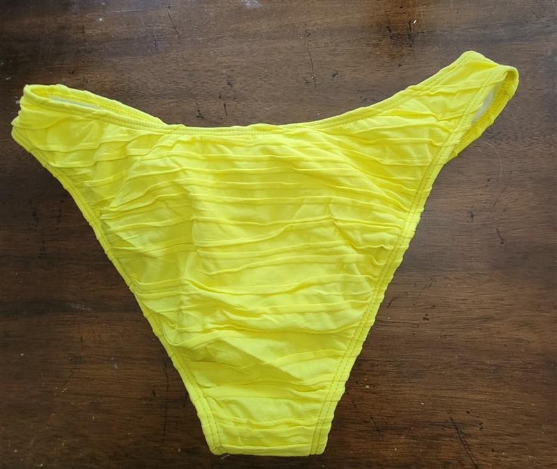 NWOT Ella Moss L Retro Bikini Swim Bottoms Neon Yellow 121802