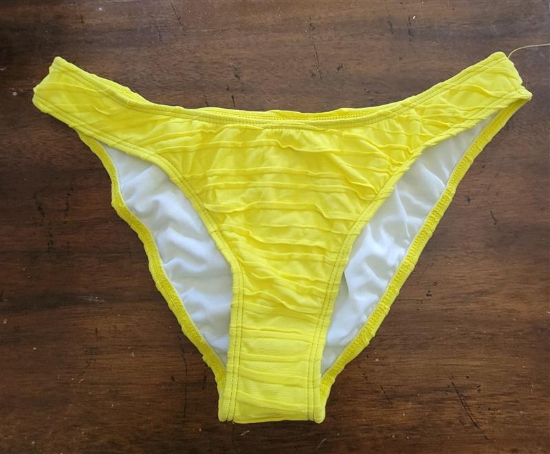 NWOT Ella Moss L Retro Bikini Swim Bottoms Neon Yellow 121802