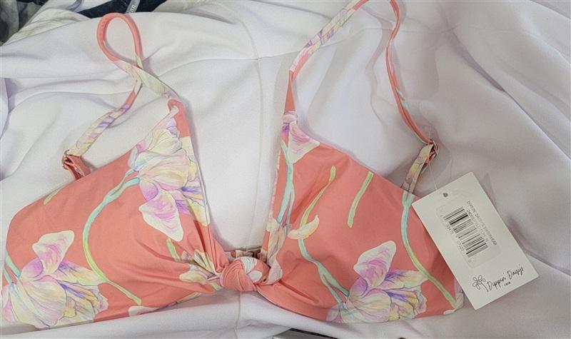 NWT Dippin' Daisy's M Tulips Pink Yellow Countess Knotted Bikini Top 121824