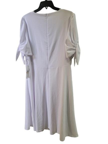 NWTD Calvin Klein 16W Tie Cuff White Crepe Sheath Dress 121825