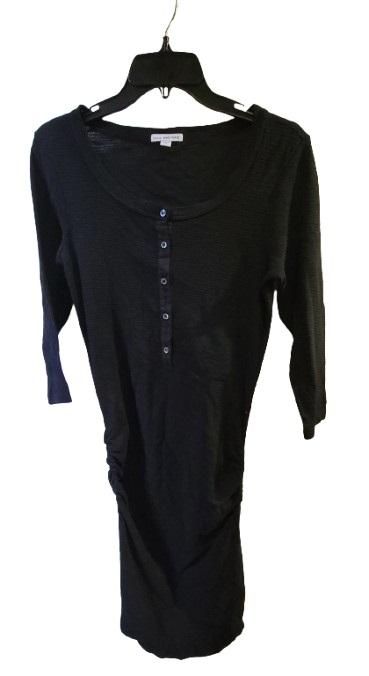 NWOT Standard James Perse 2 Long Sleeve Button Henley Dress Black 121827