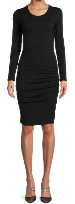 NWOT Standard James Perse 2 Long Sleeve Button Henley Dress Black 121827