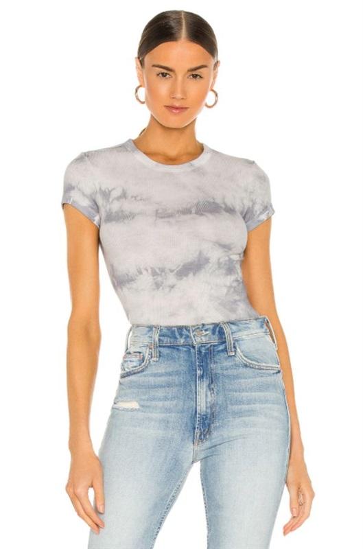 NWOT Enza Costa M Tie Dye T-Shirt Round neck Blue Gray 121828