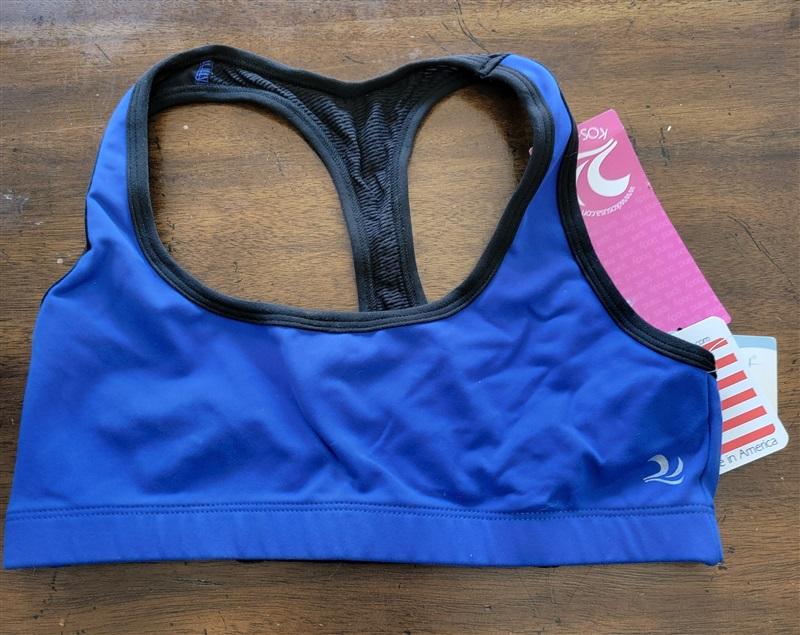NWT Kos USA M T Back Dance Yoga Low-Impact Sports Bra Blue 121846