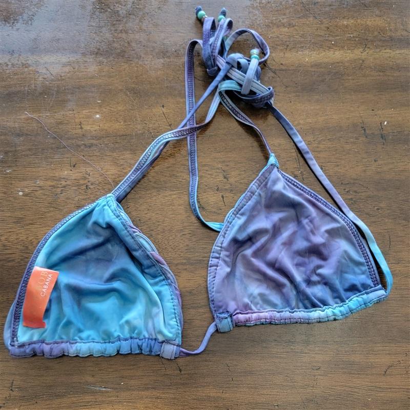 NWOT Hale Bob Cabana M Tie Dye Blue Purple Triangle Bikini Top 121857