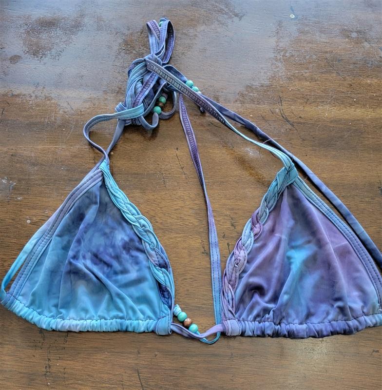 NWOT Hale Bob Cabana M Tie Dye Blue Purple Triangle Bikini Top 121857