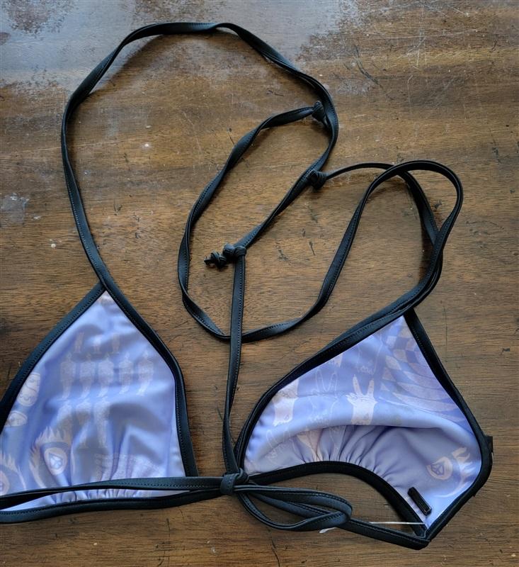 NWOT Volcom S Reversible Peace Sign & Squiggle Triangle Bikini Top 121861