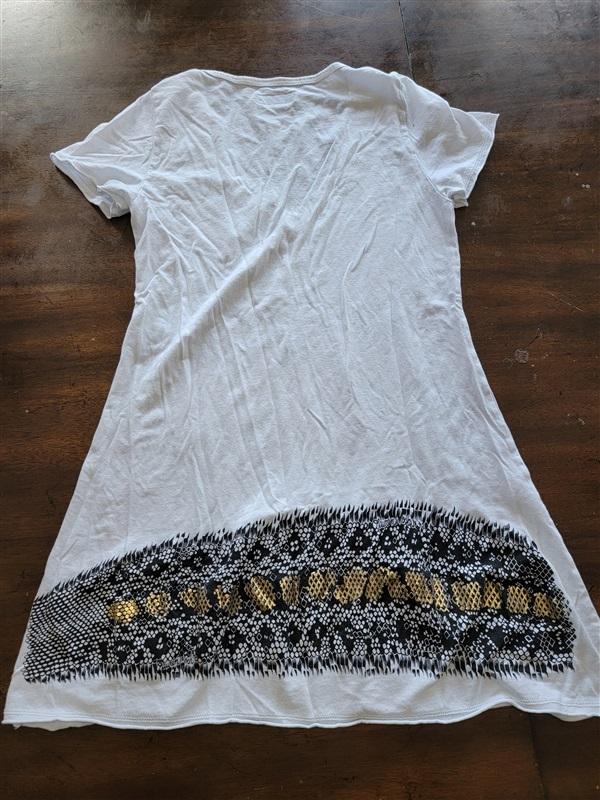 NWOT Lauren Moshi S Snake Print T-Shirt White Black Gold 121866