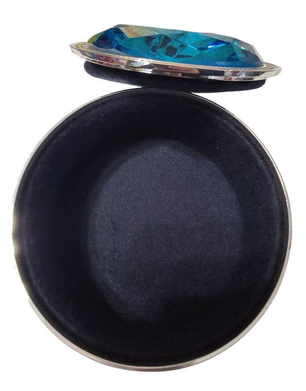 NWT Lori Greiner Blue Anti Tarnish Safe Keeper Lined Jewelry Box Gem Top 121870