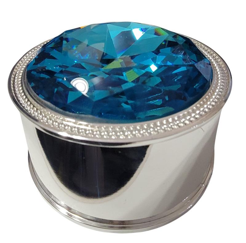 NWT Lori Greiner Blue Anti Tarnish Safe Keeper Lined Jewelry Box Gem Top 121870