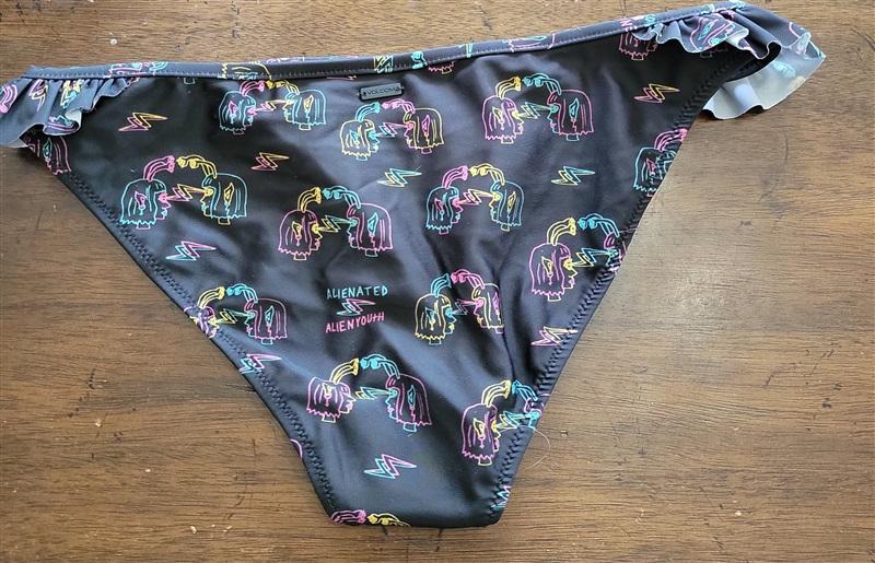 NWOT Volcom S Alienated Alien Youth Ruffle Swimsuit Bikini Bottoms 121879