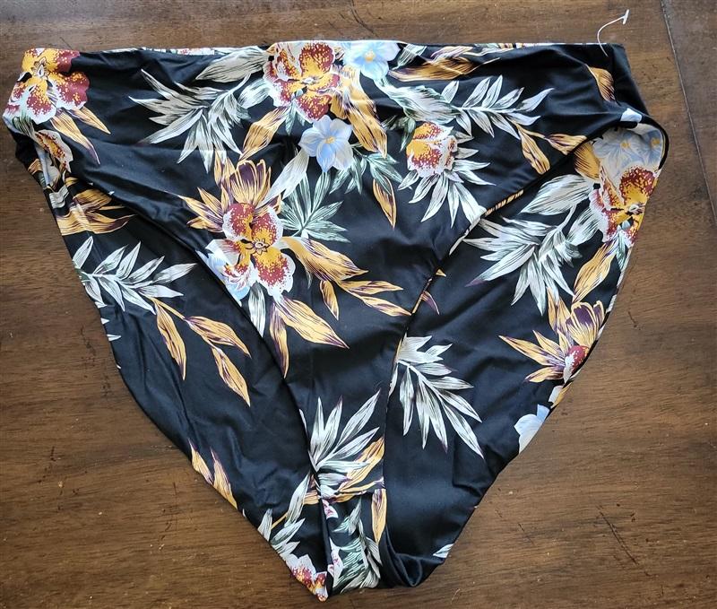 NWOT Volcom Simply Seamless 14W Black Floral Cheeky Bikini Swim Bottom 121888