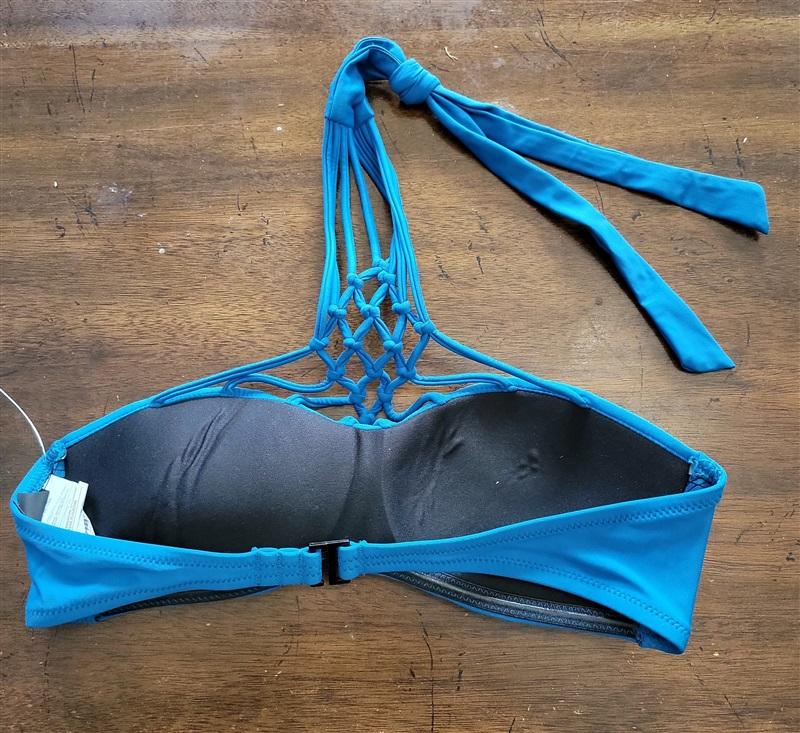 NWOT Volcom Simply Solid xS Blue Strappy Halter Bandeau Bikini Swim Top 121897